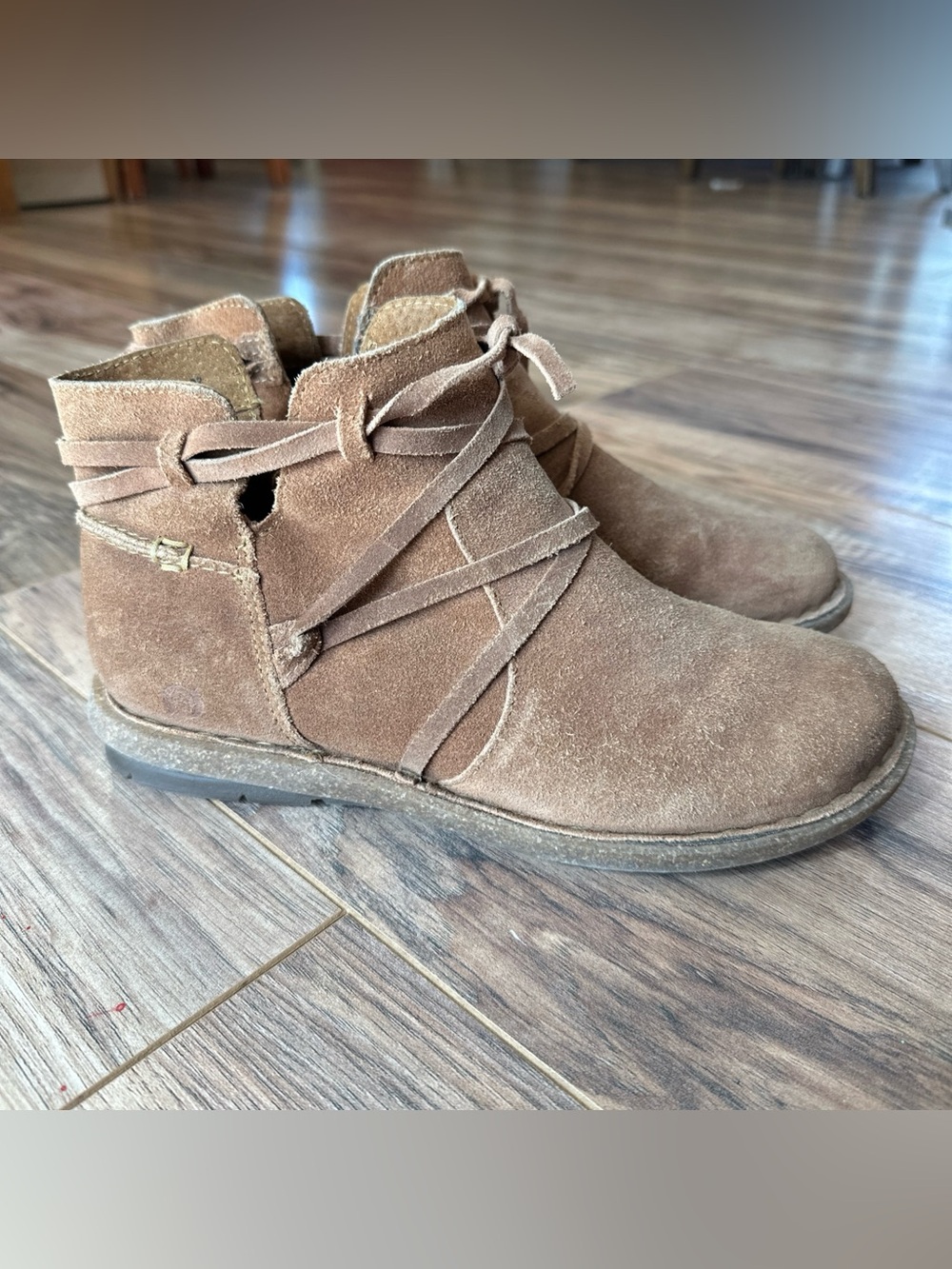 Born Tarkiln Ankle Boots Women's US 8 EU 39 Brown Suede Leather Booties